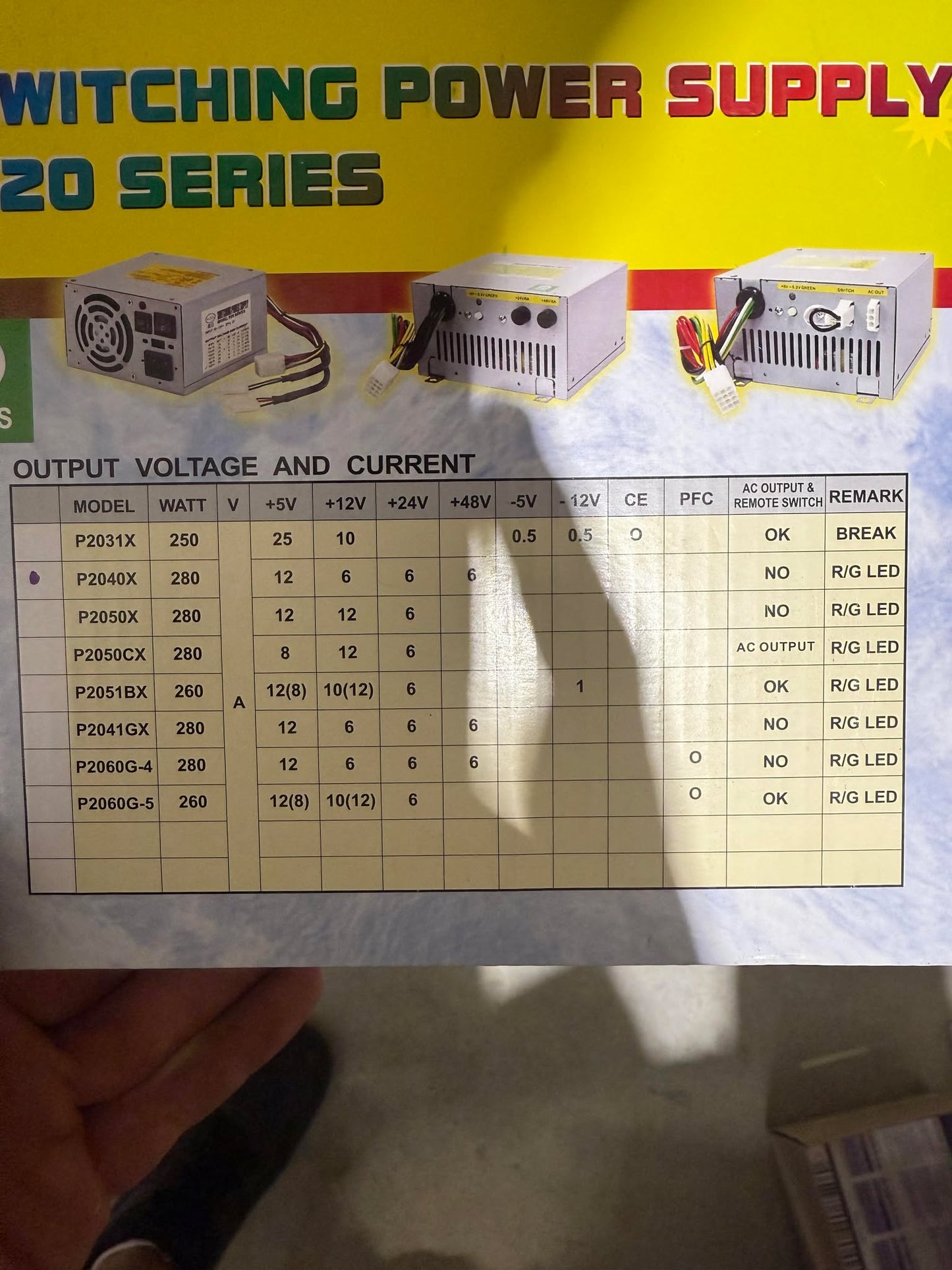 Claw Machine Power Supply P2040, 5V 12A - 12V 6A - 24V 6A - 48V 6A